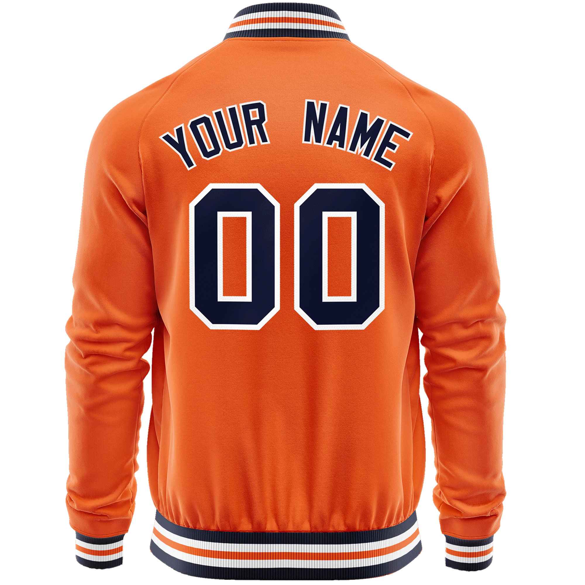 Custom Orange Navy Classic Style Varsity Full-Zip Letterman Baseball Jacket