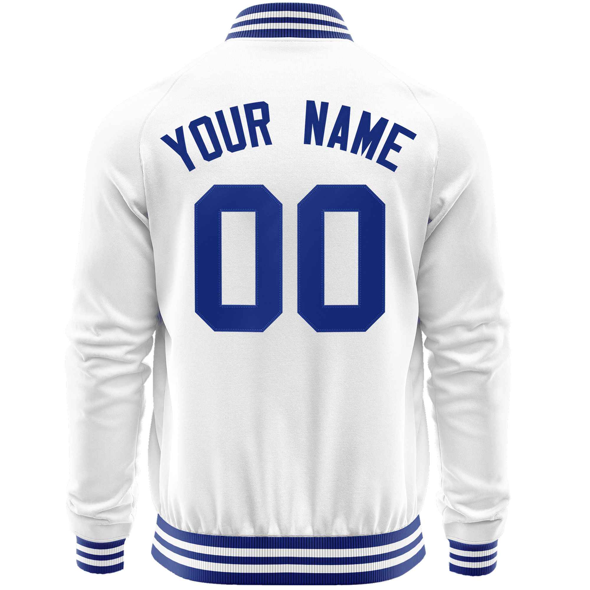 Custom White Royal Classic Style Varsity Full-Zip Letterman Baseball Jacket