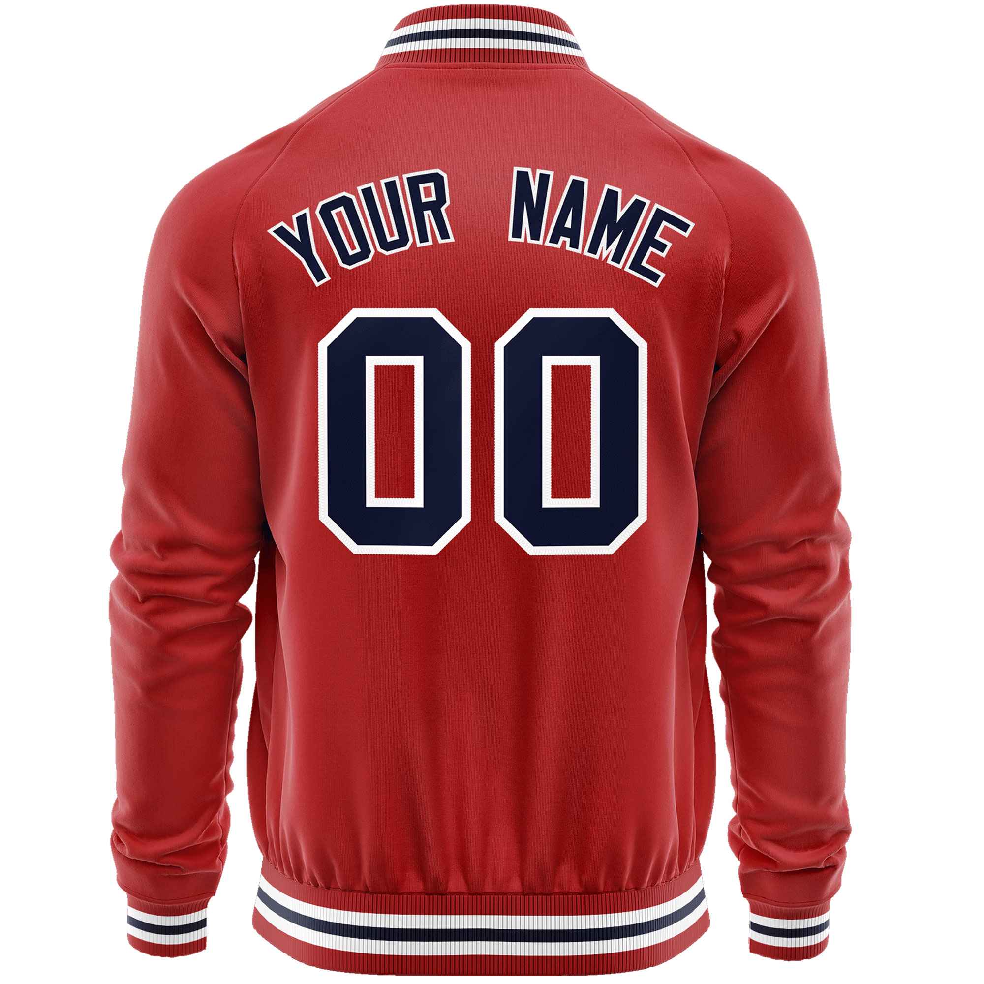 Custom Red Navy Classic Style Varsity Full-Zip Letterman Baseball Jacket