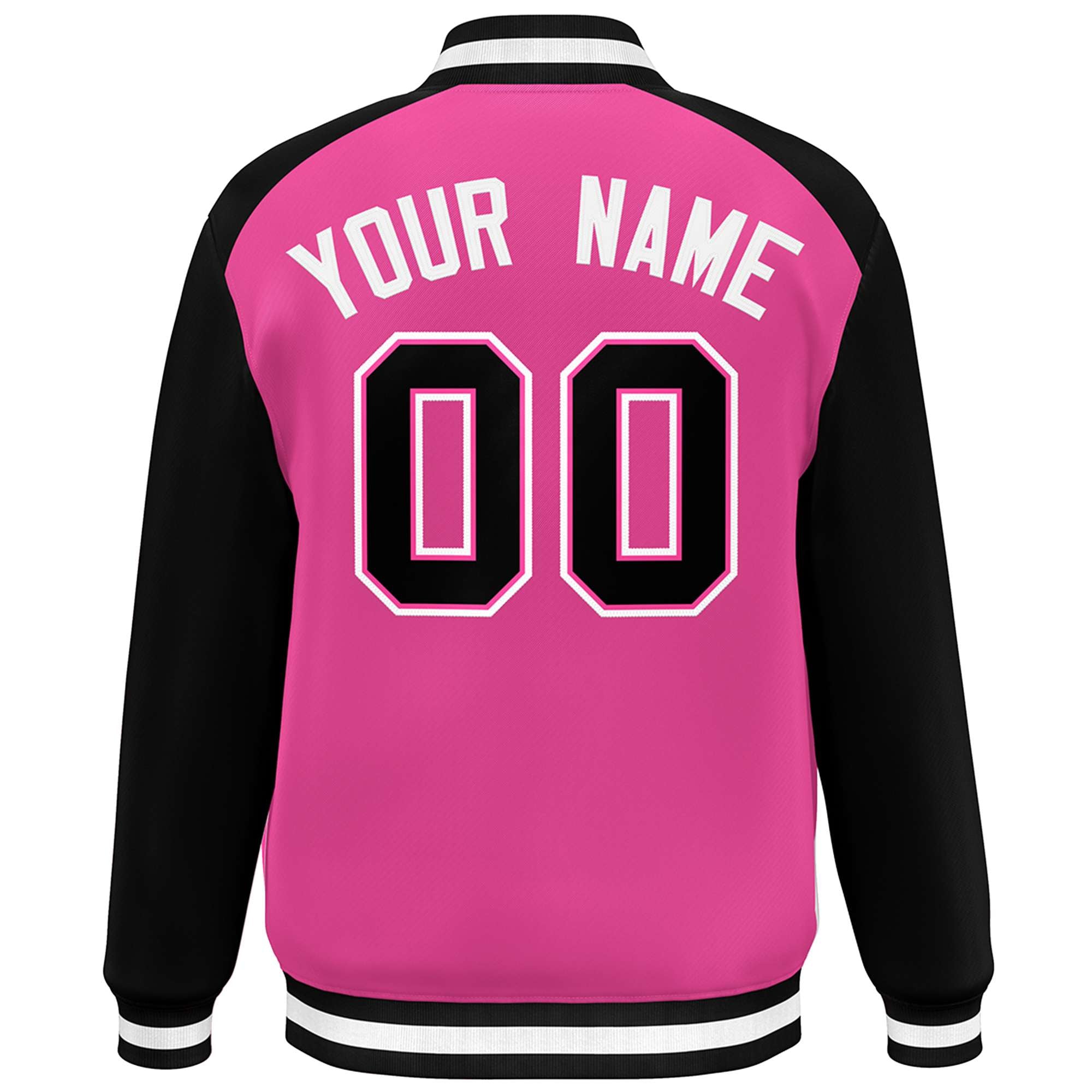 Custom Pink Black-White Color Block Bomber Varsity Baseball Jacket