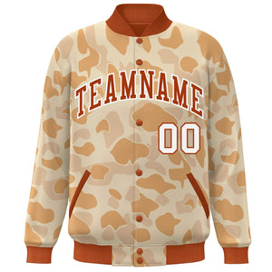 Blouson aviateur Letterman personnalisé orange blanc camouflage Varsity Full-Snap