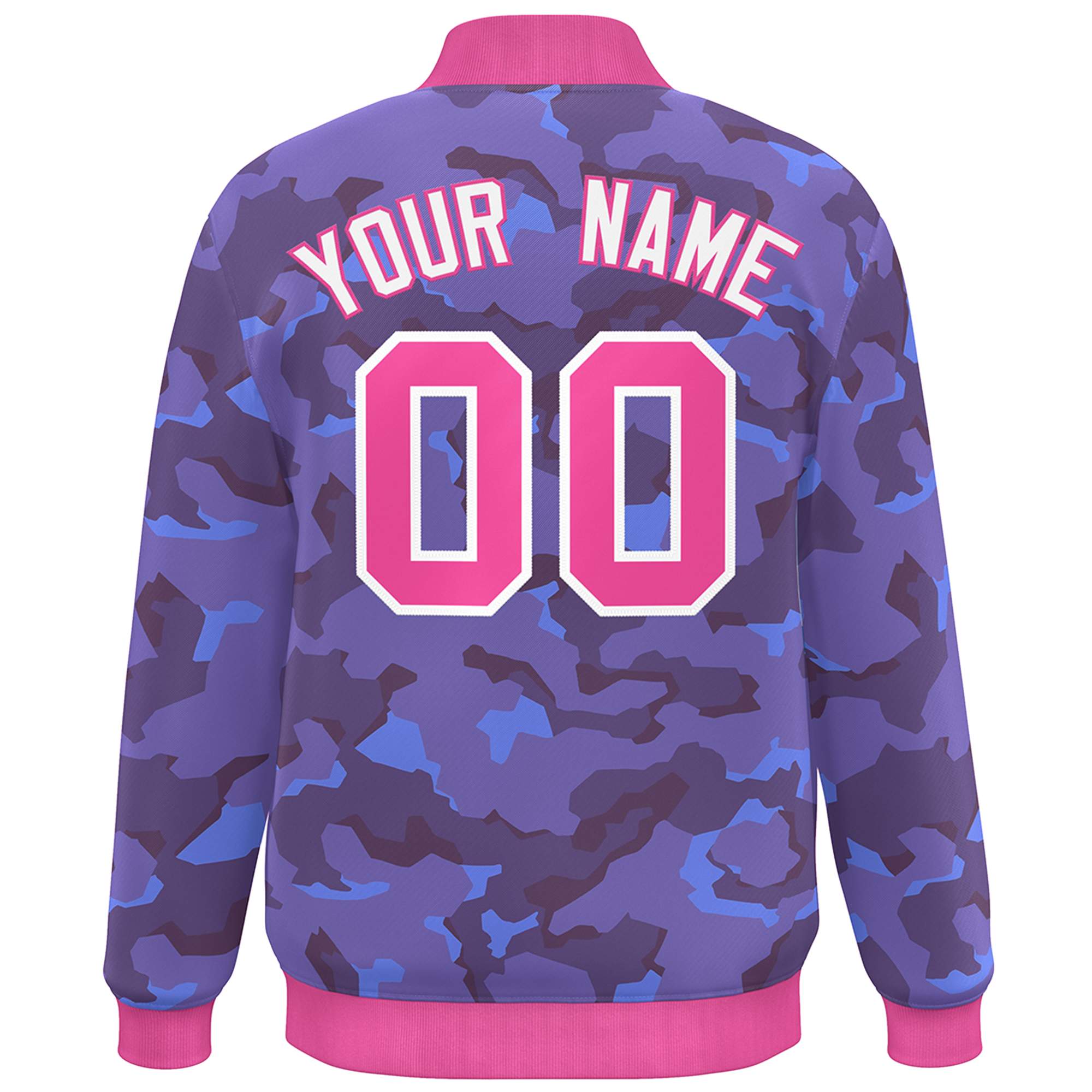 Blouson aviateur Letterman personnalisé rose blanc camouflage Varsity Full-Snap