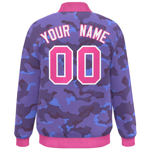 Blouson aviateur Letterman personnalisé rose blanc camouflage Varsity Full-Snap