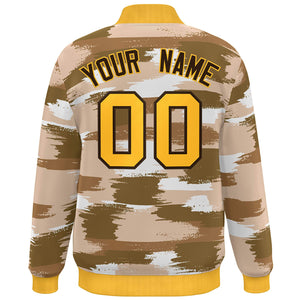 Blouson aviateur Letterman personnalisé jaune marron camouflage Varsity Full-Snap