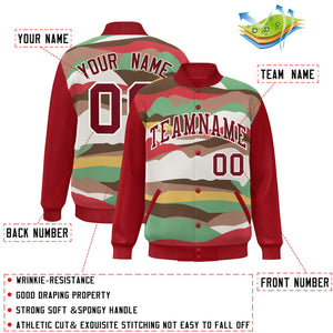 Custom Red Crimson-Cream Multi Clouds Graffiti Pattern Varsity Full-Snap Jacket