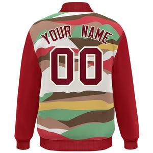 Custom Red Crimson-Cream Multi Clouds Graffiti Pattern Varsity Full-Snap Jacket