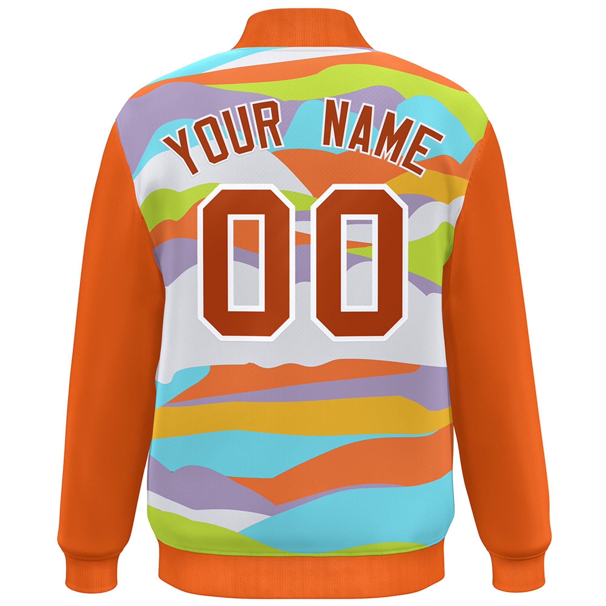 Custom Orange White Multi Clouds Graffiti Pattern Varsity Full-Snap Jacket