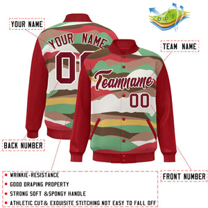 Custom Red Crimson-Cream Multi Clouds Graffiti Pattern Varsity Full-Snap Jacket