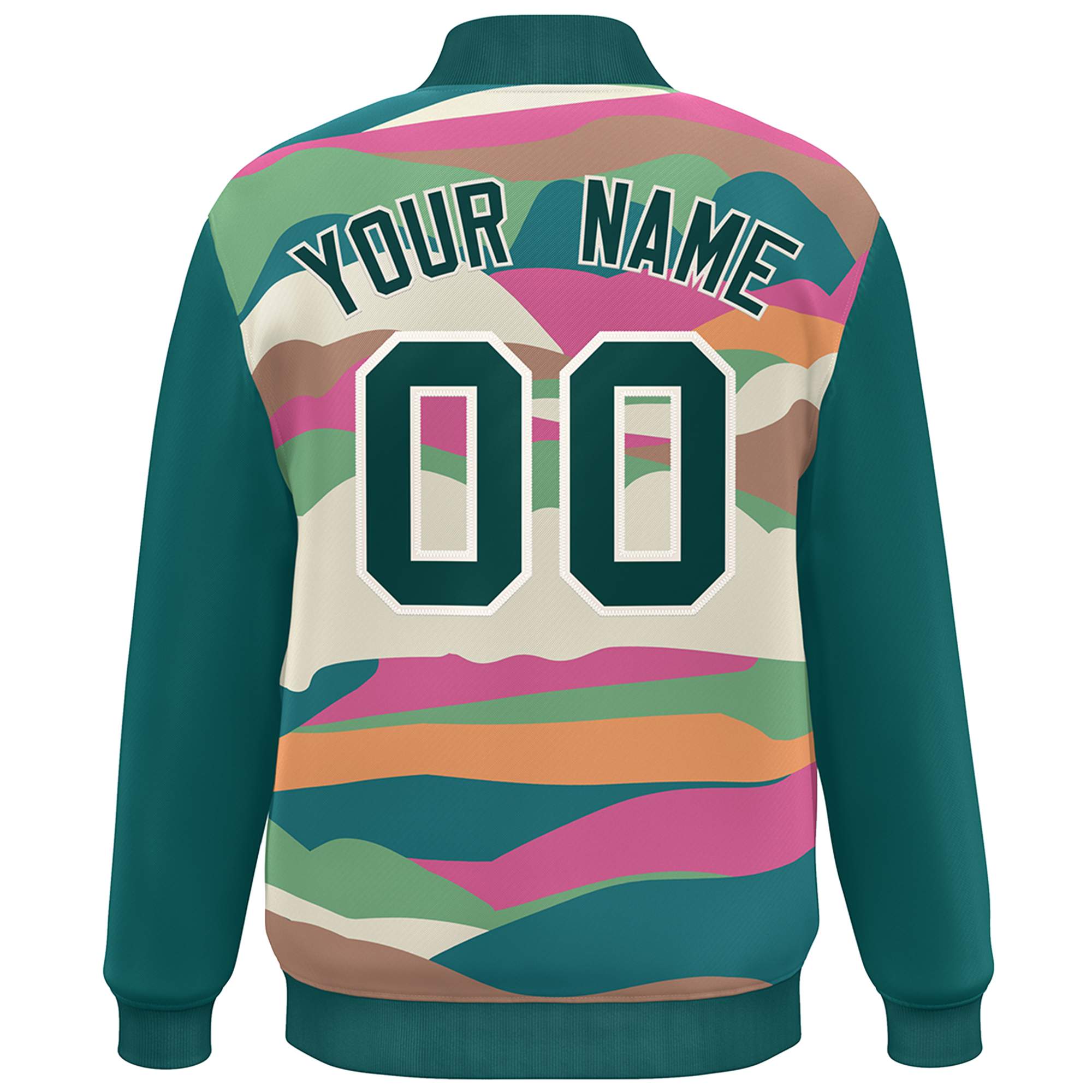 Custom Aqua Cream Multi Clouds Graffiti Pattern Varsity Full-Snap Jacket