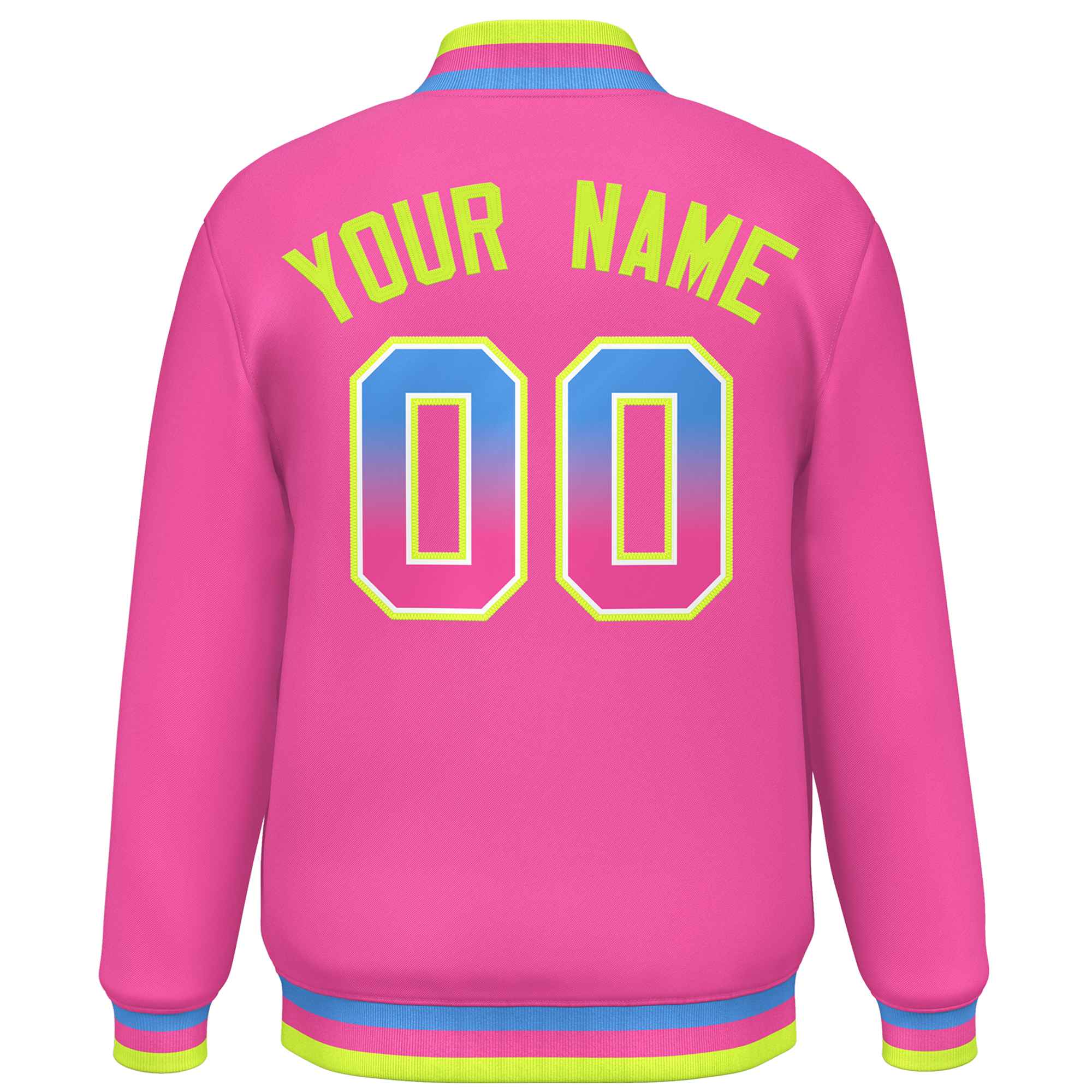 Custom Pink Varsity Full-Snap Gradient Font Letterman Baseball Jacket