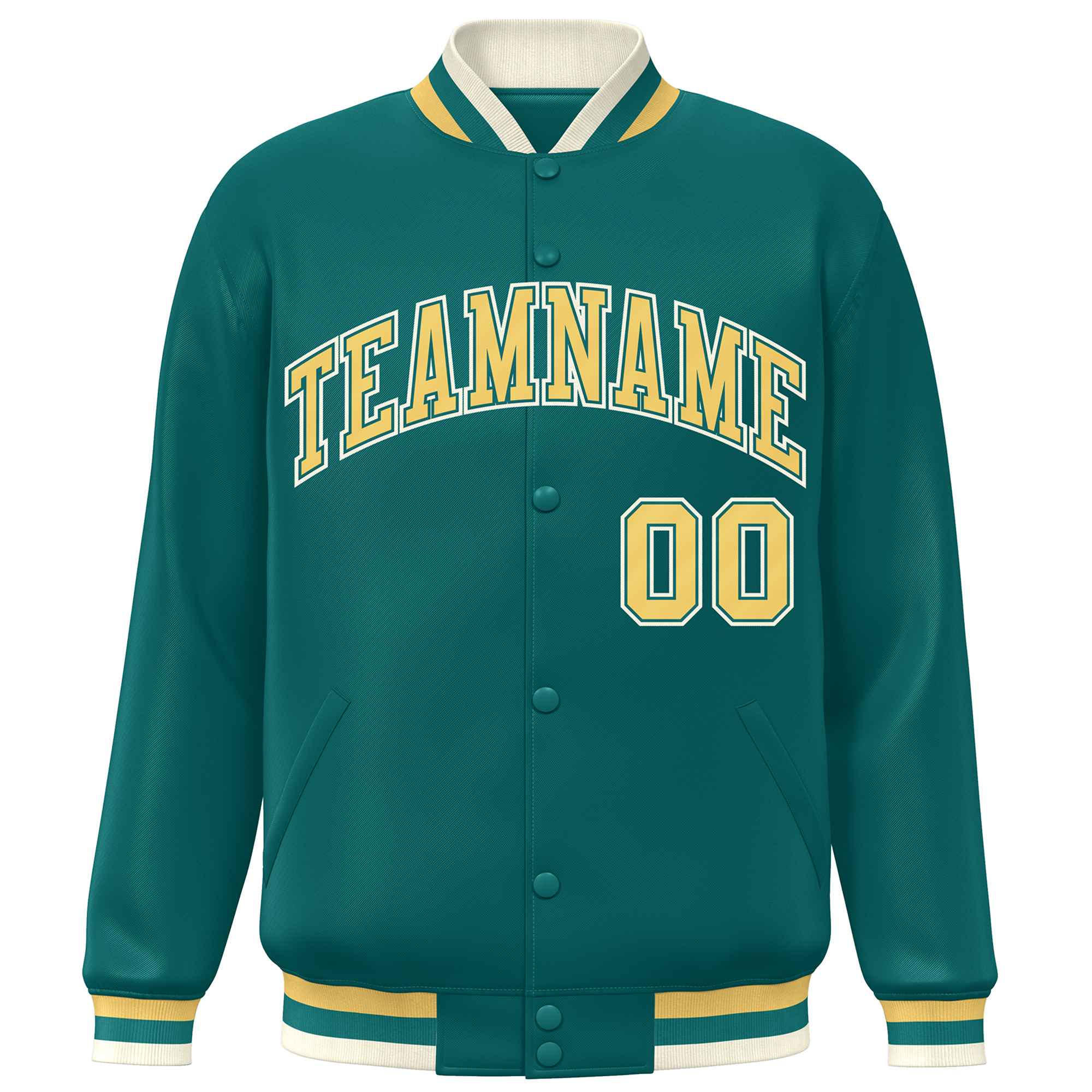 Custom Aqua Yellow Varsity Full-Snap Classic Style Letterman Baseball Jacket