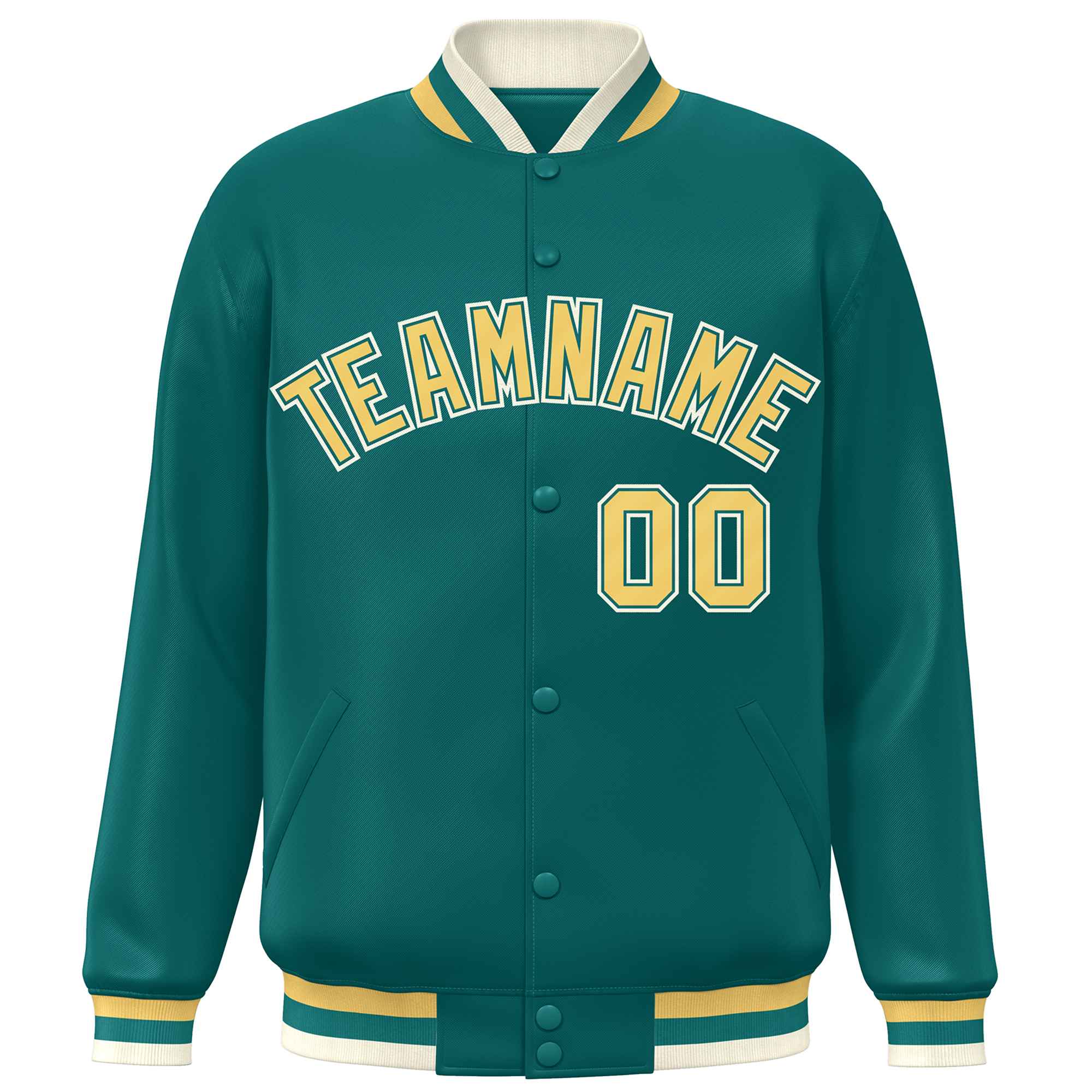 Custom Aqua Yellow Varsity Full-Snap Classic Style Letterman Baseball Jacket