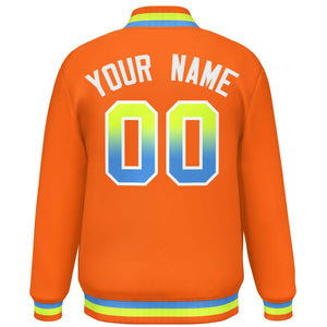 Custom Orange Varsity Full-Snap Gradient Font Letterman Baseball Jacket