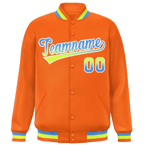 Custom Orange Varsity Full-Snap Gradient Font Letterman Baseball Jacket