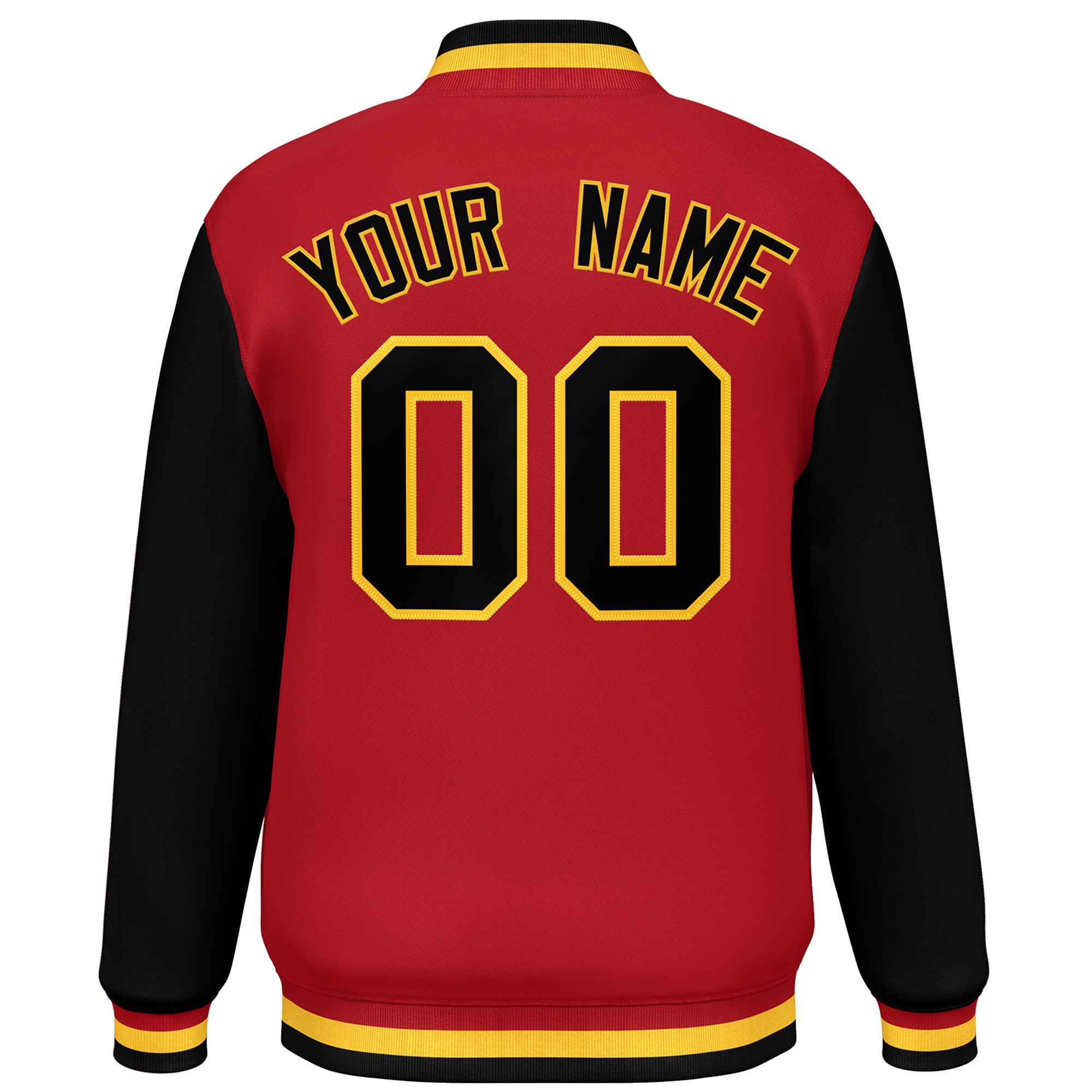 Custom Red Black Varsity Full-Snap Raglan Sleeves Letterman Baseball Jacket