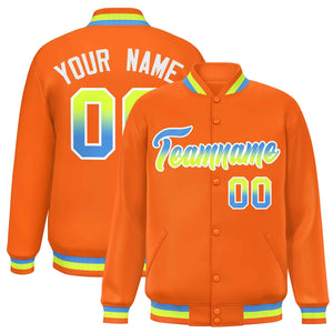 Custom Orange Varsity Full-Snap Gradient Font Letterman Baseball Jacket