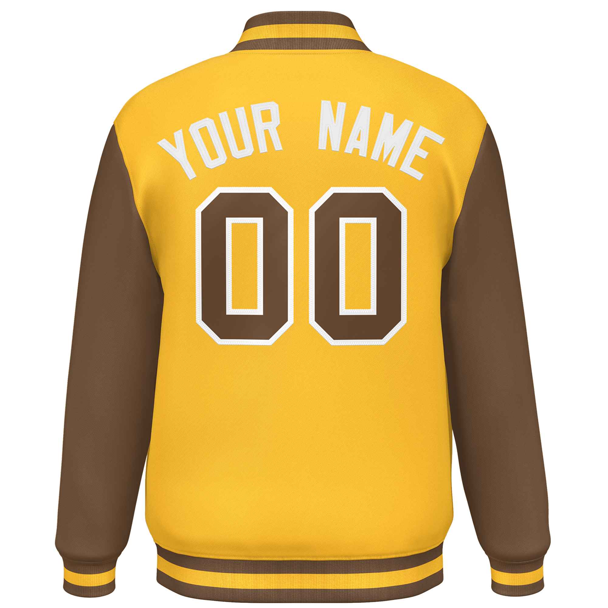 Custom Gold Light Brown Varsity Full-Snap Raglan Sleeves Letterman Baseball Jacket