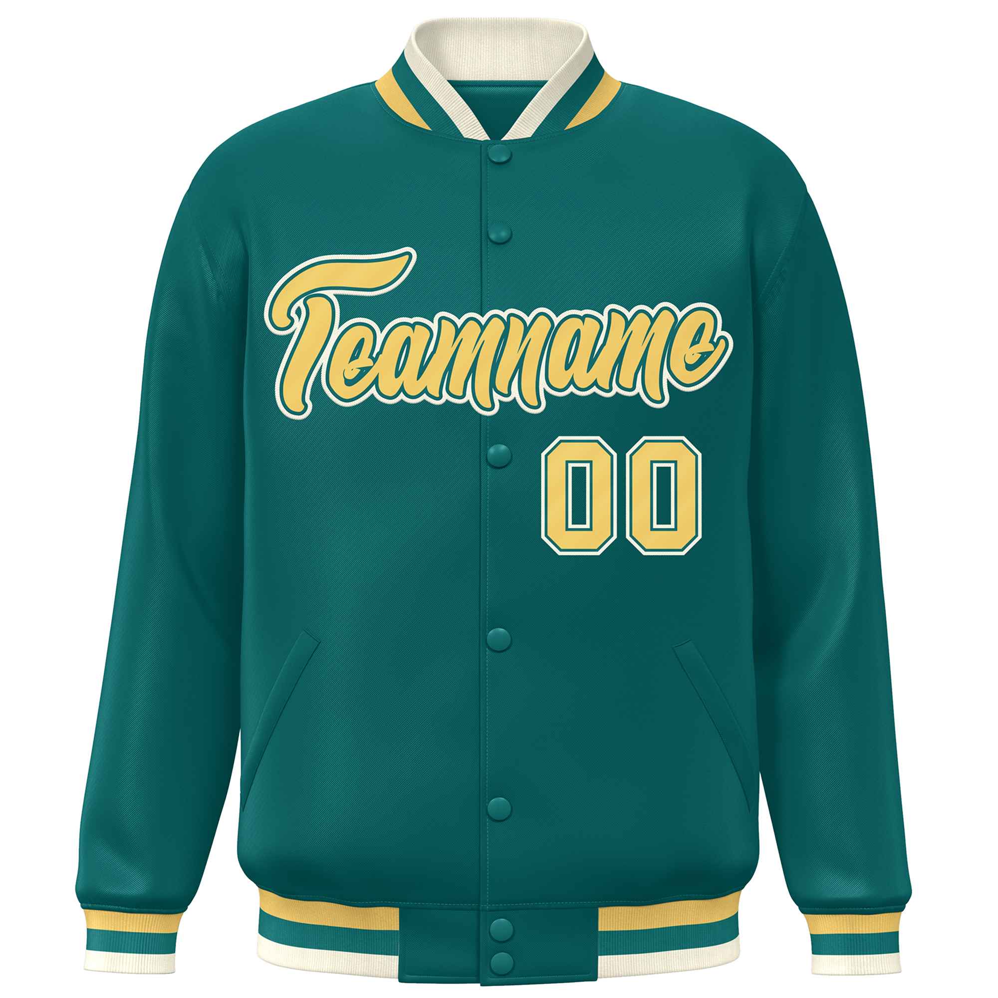 Custom Aqua Yellow Varsity Full-Snap Classic Style Letterman Baseball Jacket