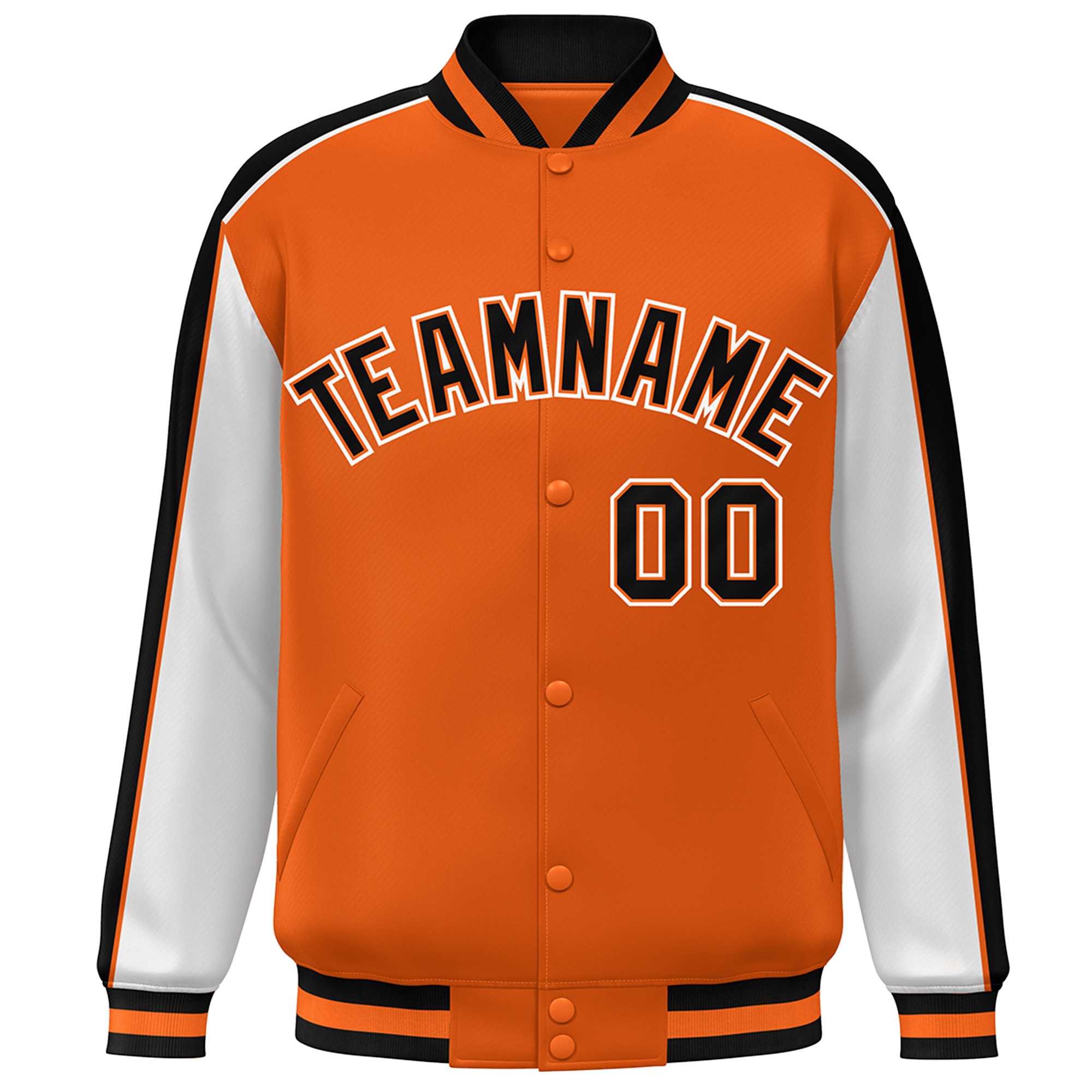 Custom Orange Gray-Royal Color Block Bomber Varsity Full-Snap Baseball Jacket