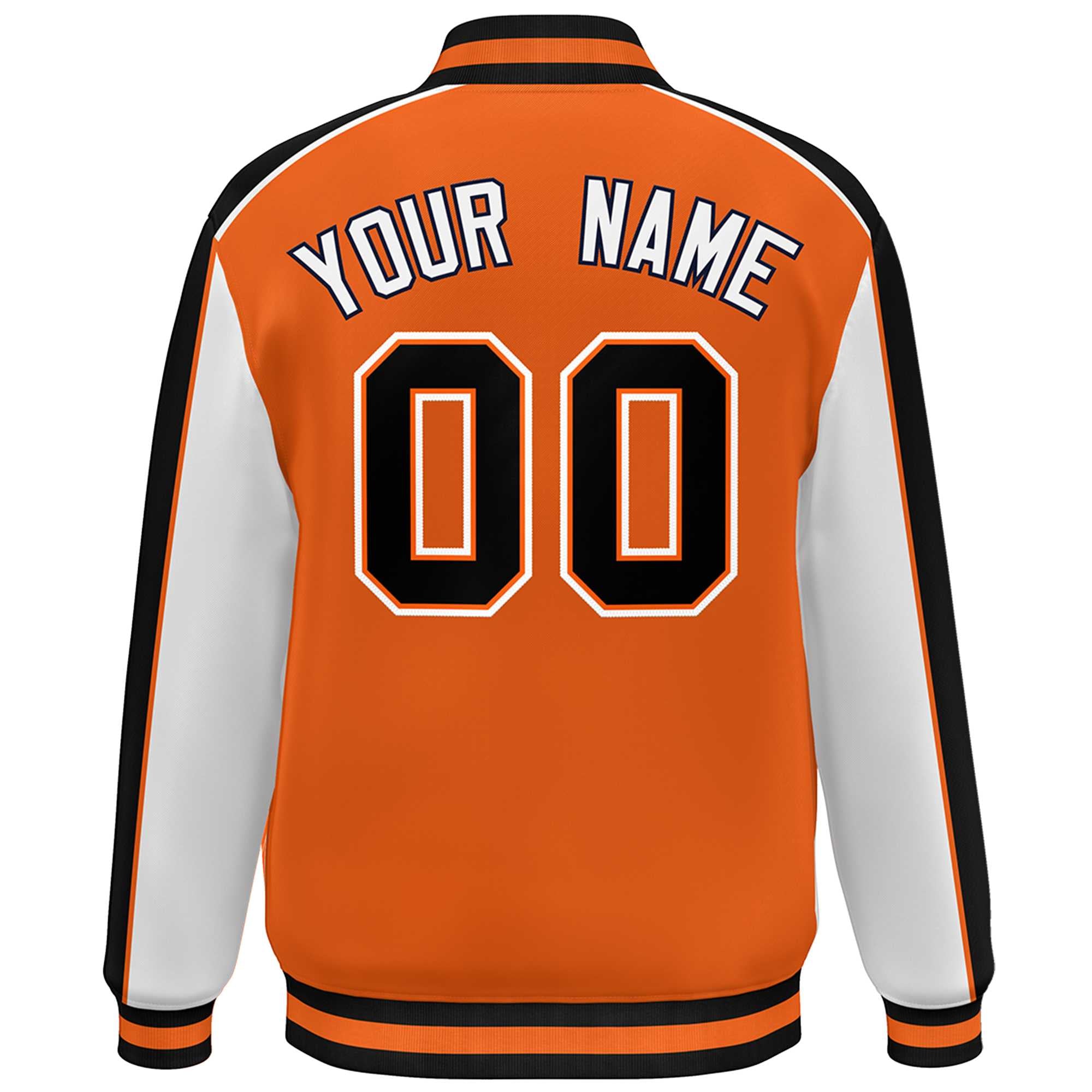 Custom Orange Gray-Royal Color Block Bomber Varsity Full-Snap Baseball Jacket