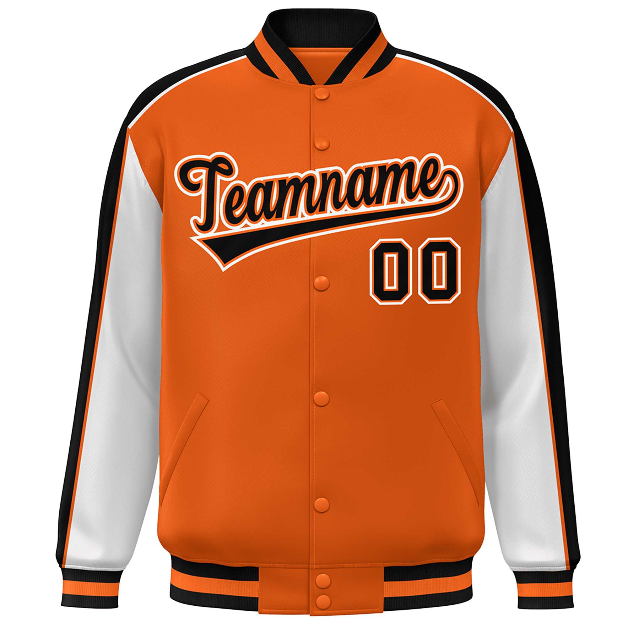 Custom Orange Gray-Royal Color Block Bomber Varsity Full-Snap Baseball Jacket