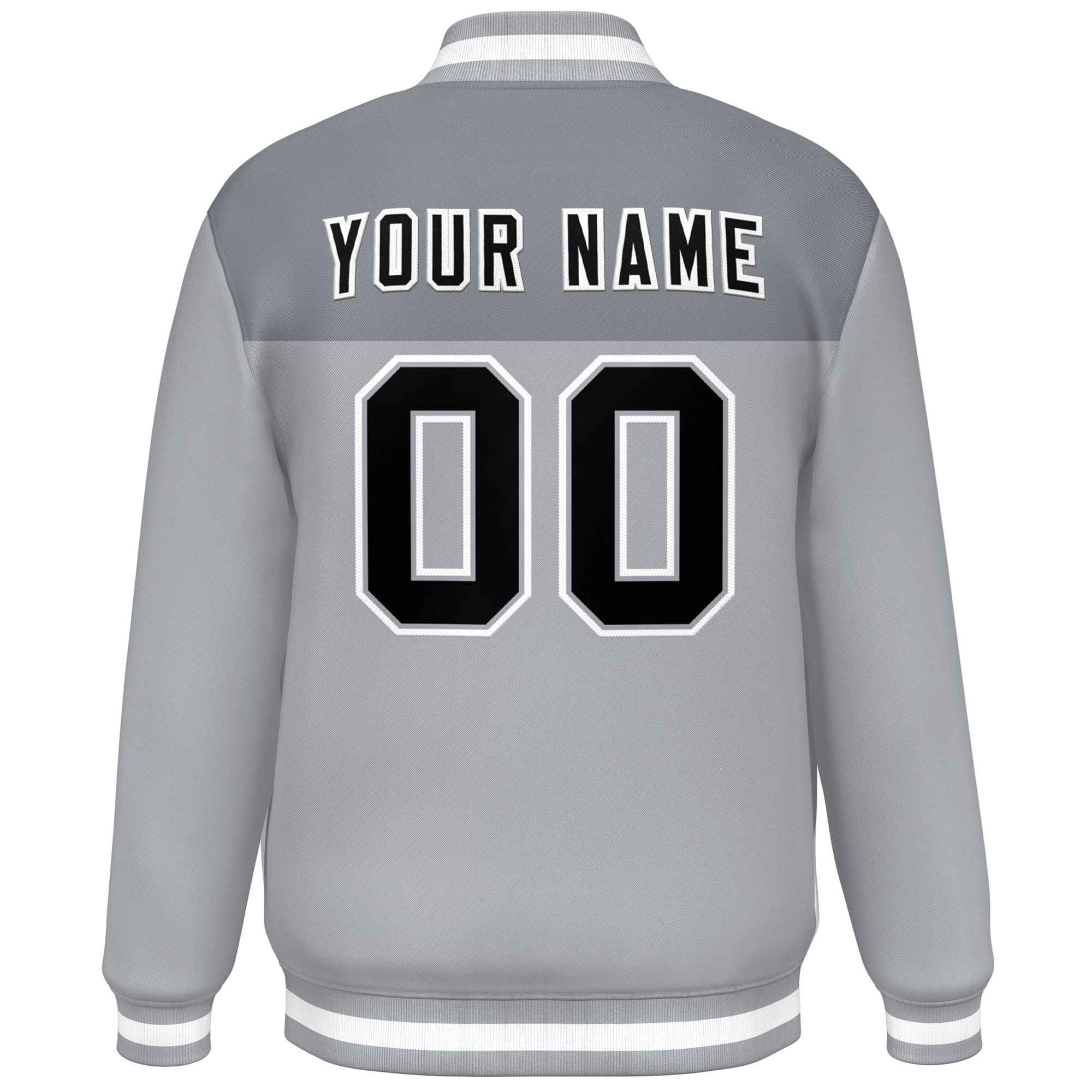 Custom Dark Gray Gray-White Varsity Full-Snap Color Block Lettermen Baseball Jacket