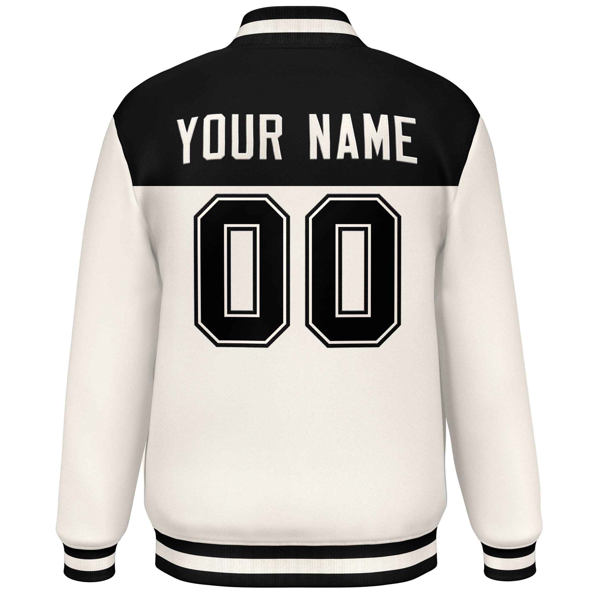 Custom Black Cream Varsity Full-Snap Color Block Lettermen Baseball Jacket