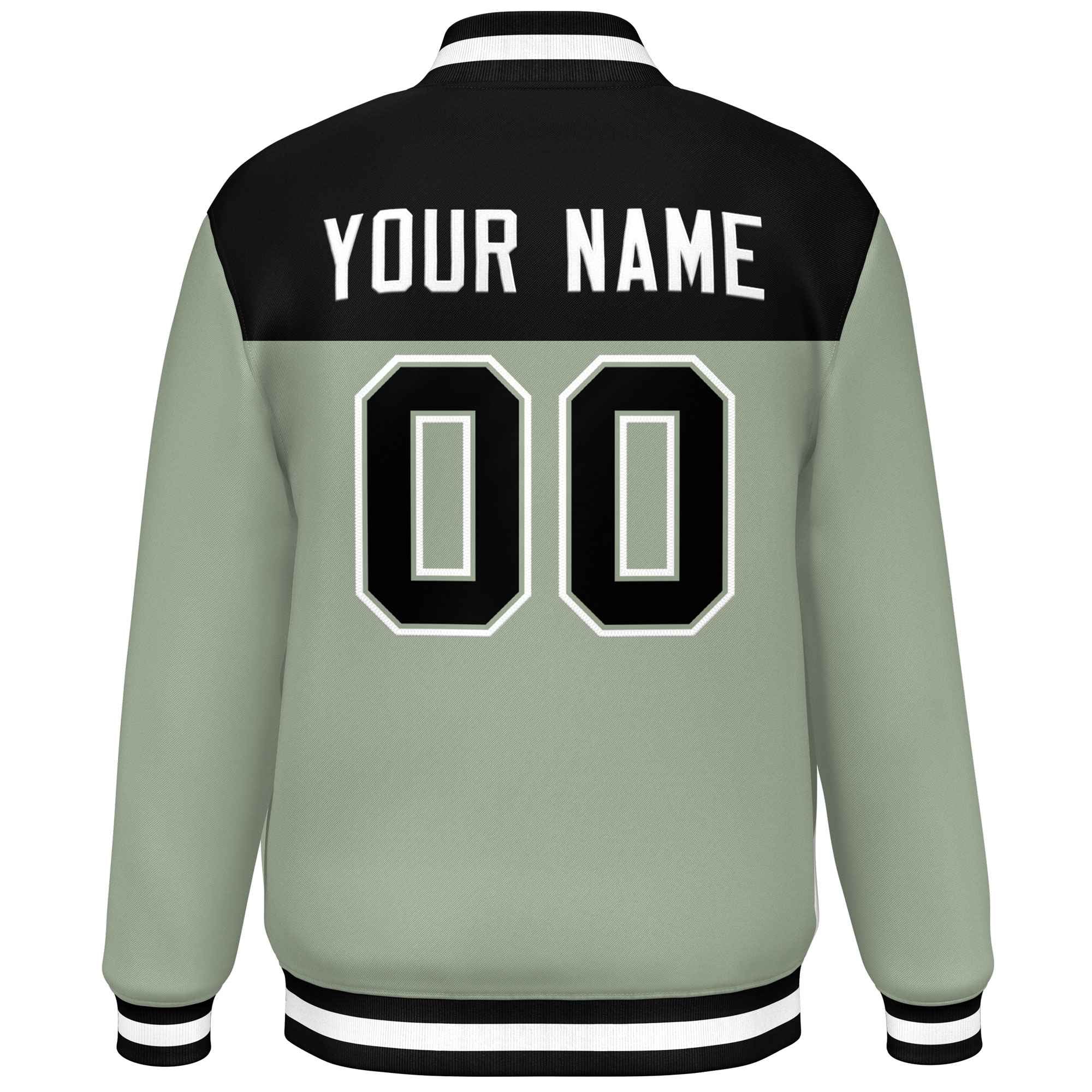 Custom Black Green-White Varsity Full-Snap Color Block Lettermen Baseball Jacket