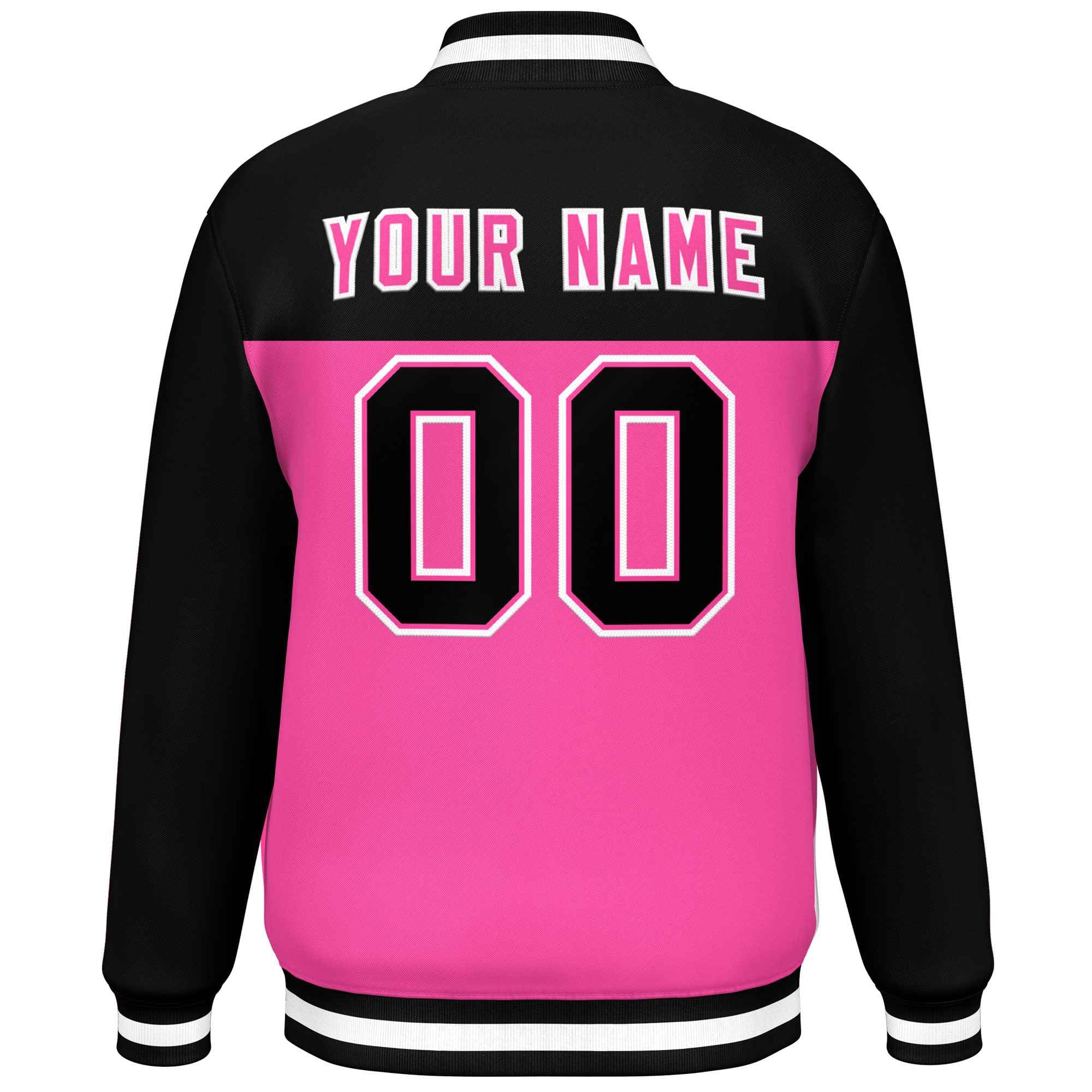 Custom Black Rose Red-White Varsity Full-Snap Color Block Lettermen Baseball Jacket