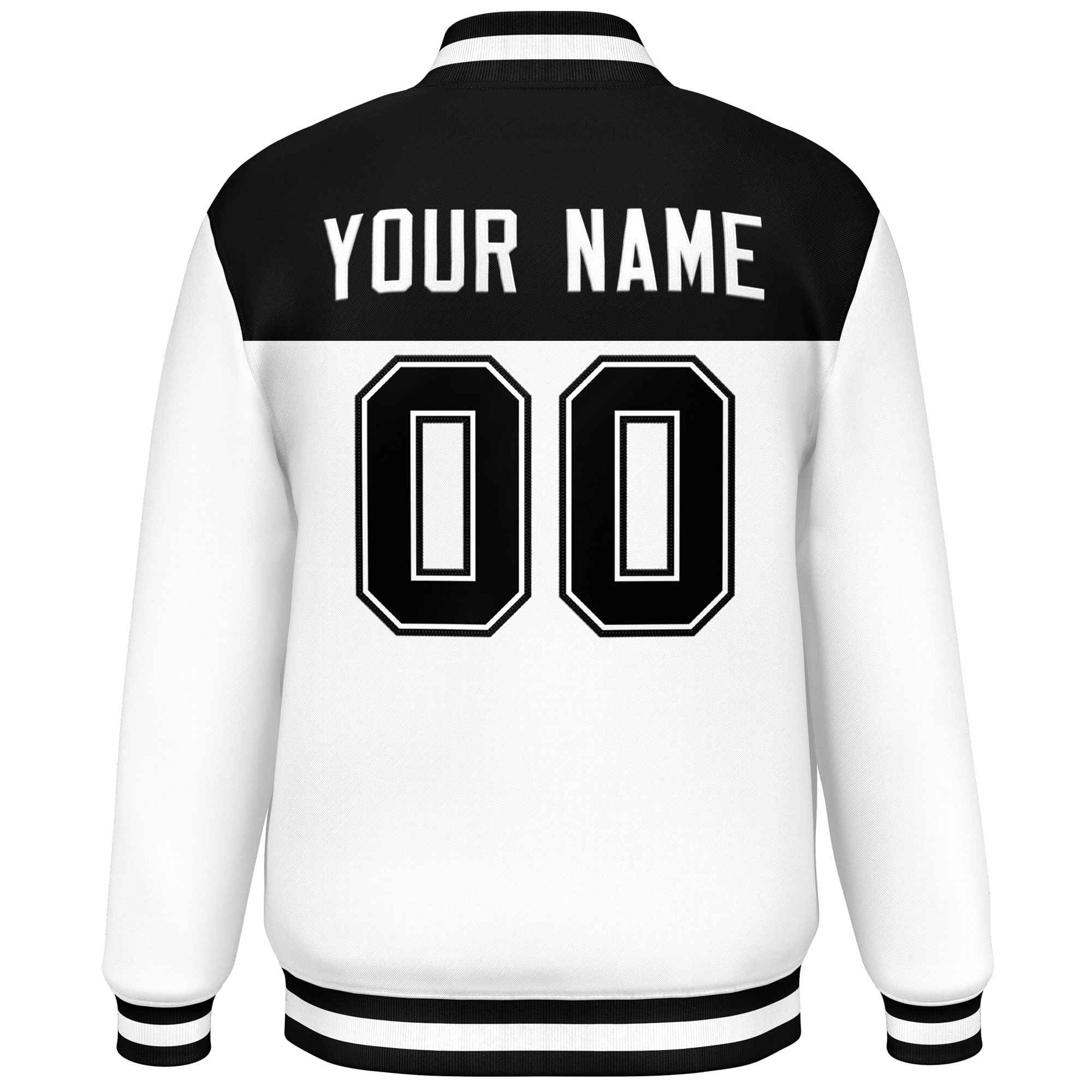 Custom Black White Varsity Full-Snap Color Block Lettermen Baseball Jacket