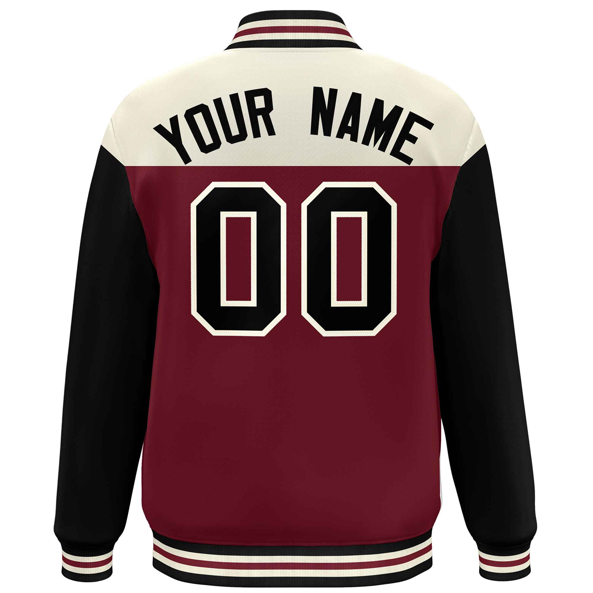 Custom Cream Crimson-Black Letterman Color Block Varsity Full-Snap Baseball Jacket