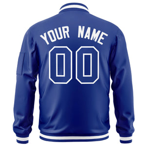 Custom Royal White Varsity Full-Zip Letterman Bomber Jacket