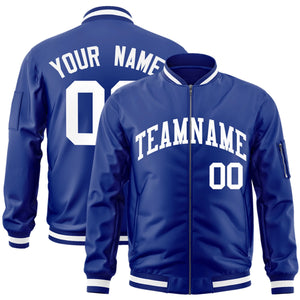 Custom Royal White Varsity Full-Zip Letterman Bomber Jacket