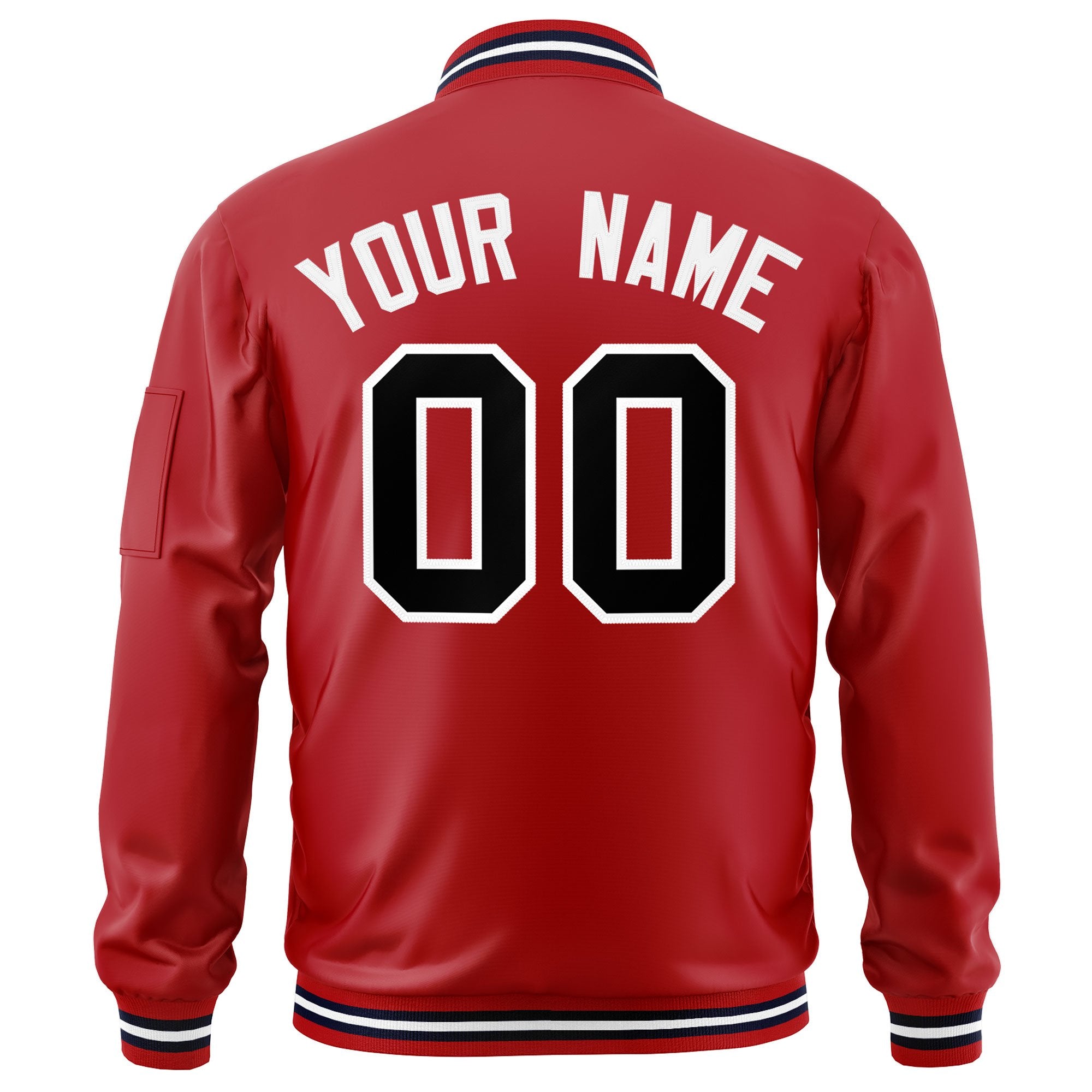 Custom Red Black-White Varsity Full-Zip Letterman Bomber Jacket