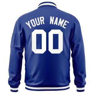 Custom Royal White Varsity Full-Zip Letterman Bomber Jacket