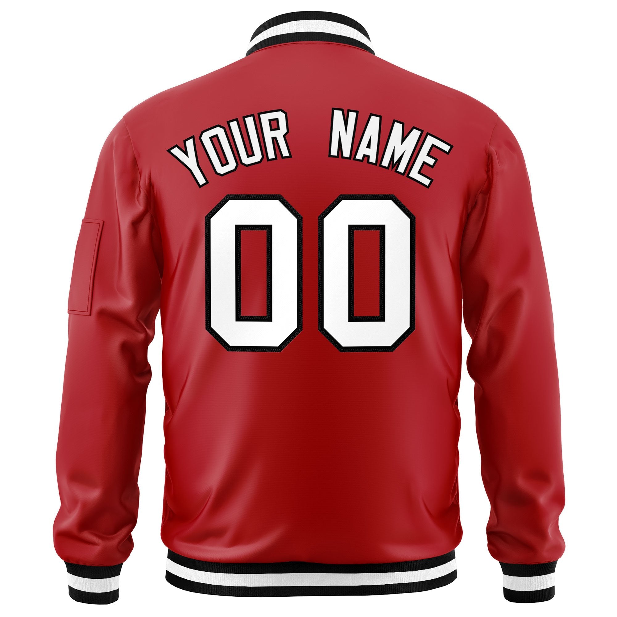 Custom Red White-Black Varsity Full-Zip Letterman Bomber Jacket