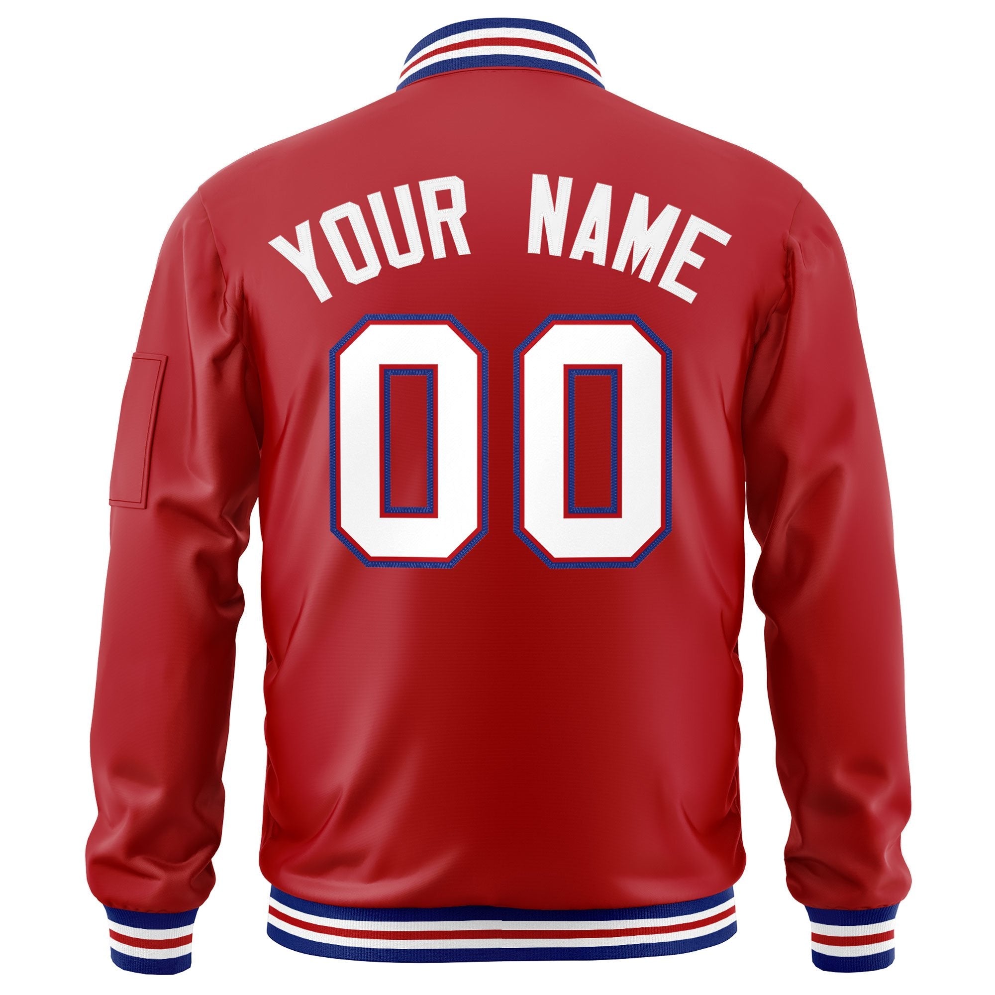 Custom Red White-Royal Varsity Full-Zip Letterman Bomber Jacket