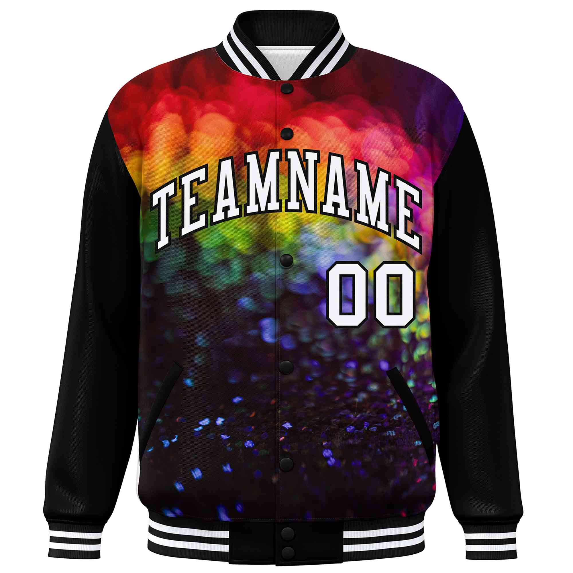 Custom Black White Tie Dye Ink Paint Varsity Graffiti Pattern Letterman Jacket