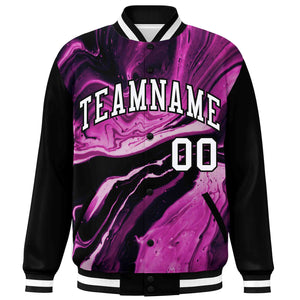 Custom Black White Tie Dye Ink Paint Varsity Graffiti Pattern Letterman Jacket