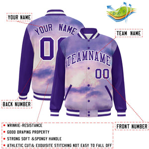 Custom Purple White Tie Dye Ink Paint Varsity Graffiti Pattern Letterman Jacket