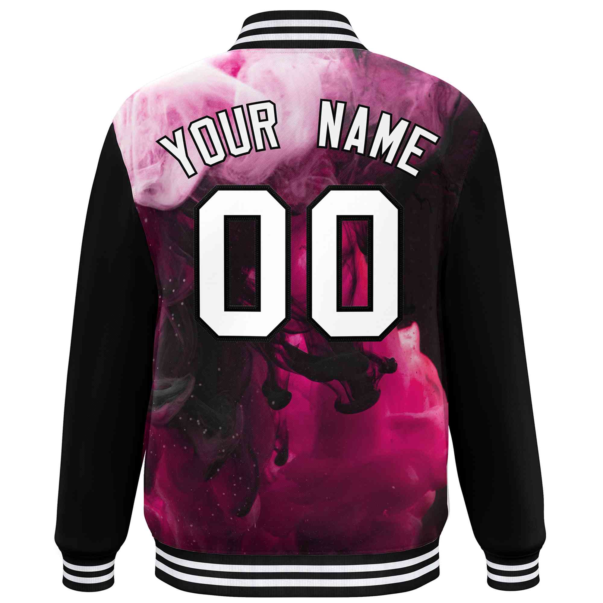 Custom Black White Tie Dye Ink Paint Varsity Graffiti Pattern Letterman Jacket