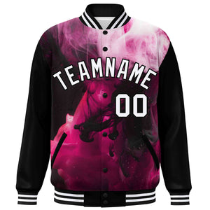 Custom Black White Tie Dye Ink Paint Varsity Graffiti Pattern Letterman Jacket