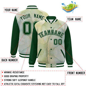 Custom Green White Tie Dye Ink Paint Varsity Graffiti Pattern Letterman Jacket