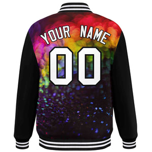 Custom Black White Tie Dye Ink Paint Varsity Graffiti Pattern Letterman Jacket