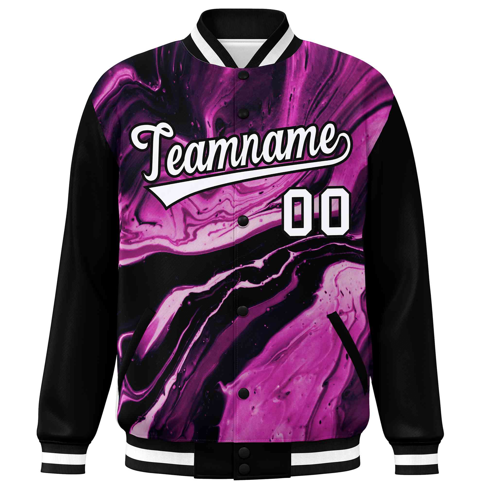 Custom Black White Tie Dye Ink Paint Varsity Graffiti Pattern Letterman Jacket