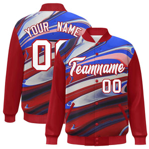 Custom Red White Tie Dye Ink Paint Varsity Graffiti Pattern Letterman Jacket