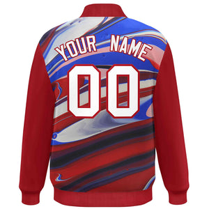 Custom Red White Tie Dye Ink Paint Varsity Graffiti Pattern Letterman Jacket