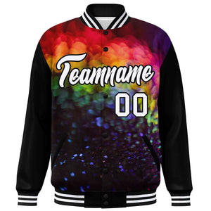 Custom Black White Tie Dye Ink Paint Varsity Graffiti Pattern Letterman Jacket