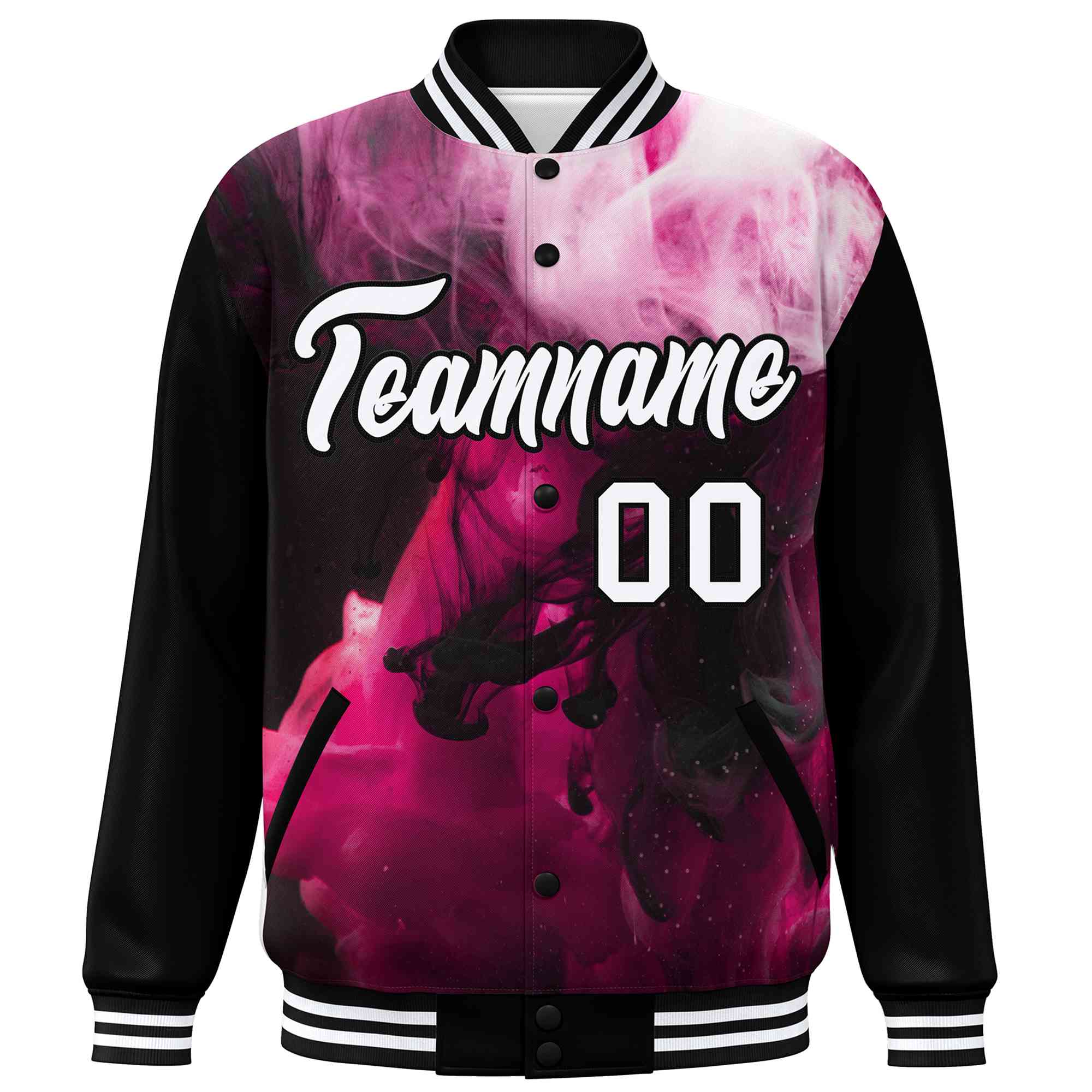 Custom Black White Tie Dye Ink Paint Varsity Graffiti Pattern Letterman Jacket