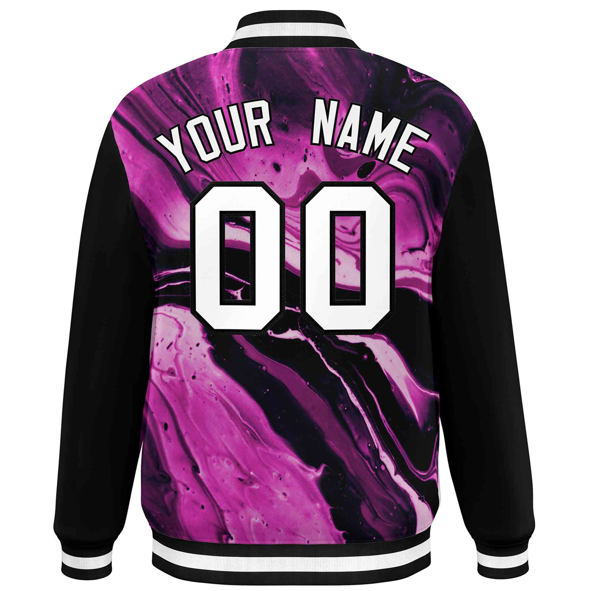 Custom Black White Tie Dye Ink Paint Varsity Graffiti Pattern Letterman Jacket